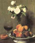Henri Fantin-Latour Still Life with Roses and Wine  6 France oil painting artist